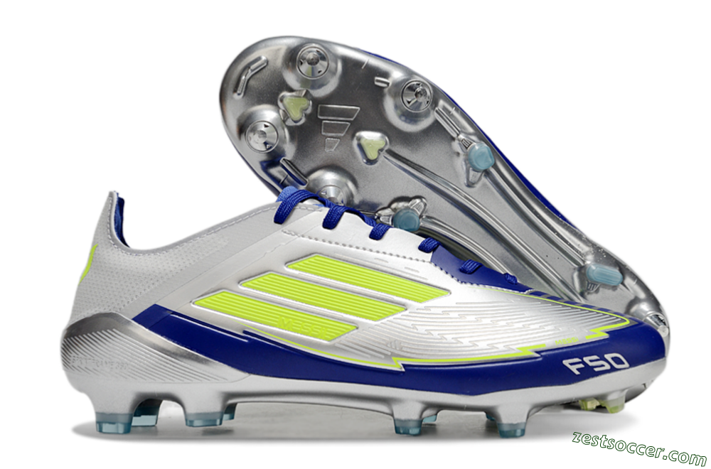 Adidas F50 Elite SG Low-Tops Soccer Cleats - Silver/Yellow/Blue 0