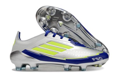 Adidas F50 Elite SG Low-Tops Soccer Cleats - Silver/Yellow/Blue