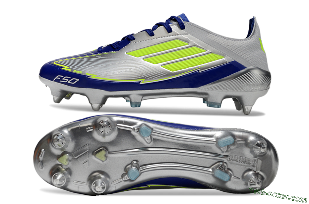 Adidas F50 Elite SG Low-Tops Soccer Cleats - Silver/Yellow/Blue 1