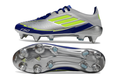 Adidas F50 Elite SG Low-Tops Soccer Cleats - Silver/Yellow/Blue