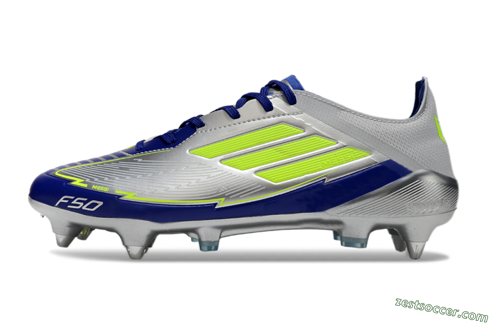Adidas F50 Elite SG Low-Tops Soccer Cleats - Silver/Yellow/Blue 2
