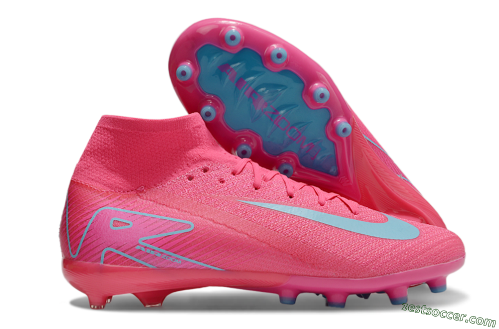 Nike Air Zoom Mercurial Superfly 10 Elite AG High-Tops Soccer Cleats - Pink/Jade 0
