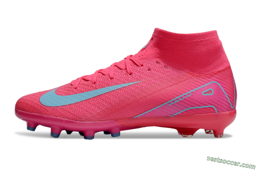 Nike Air Zoom Mercurial Superfly 10 Elite AG High-Tops Soccer Cleats - Pink/Jade 2