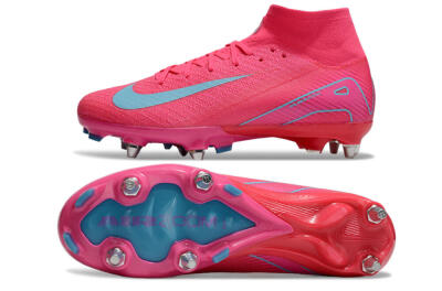 Nike Air Zoom Mercurial Superfly 10 Elite SG High-Tops Soccer Cleats - Pink/Jade