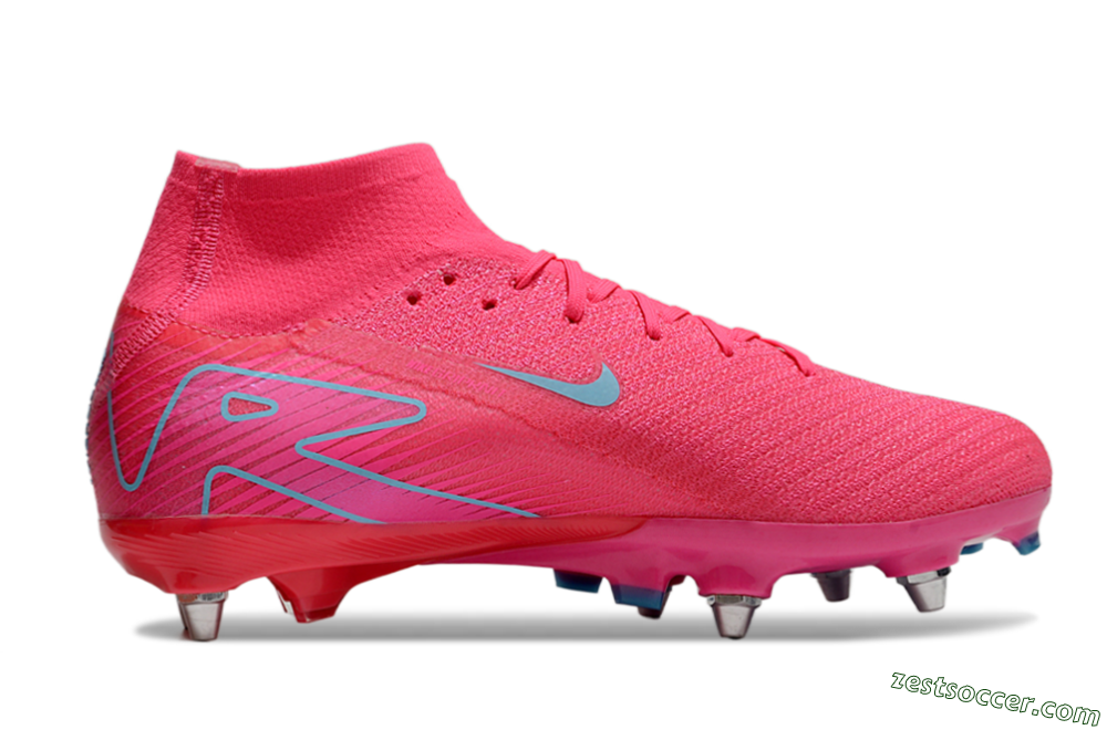 Nike Air Zoom Mercurial Superfly 10 Elite SG High-Tops Soccer Cleats - Pink/Jade 7