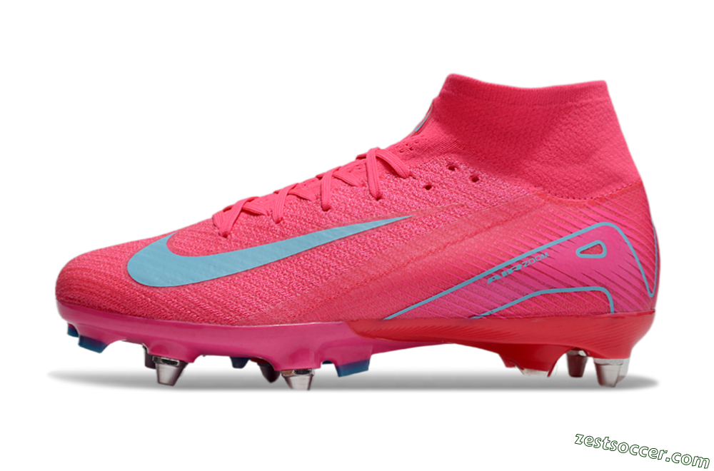 Nike Air Zoom Mercurial Superfly 10 Elite SG High-Tops Soccer Cleats - Pink/Jade 2