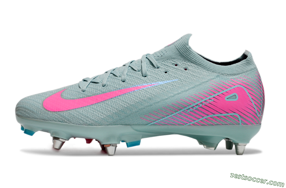 Nike Air Zoom Mercurial Vapor 16 Elite SG Low-Tops Soccer Cleats - Jade/Pink 2