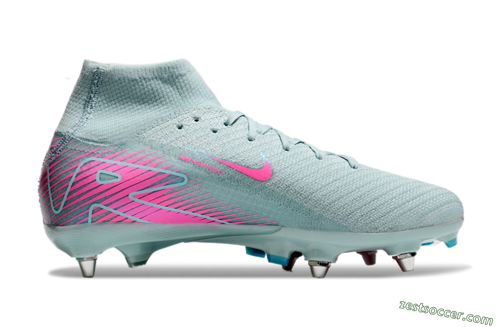 Nike Air Zoom Mercurial Superfly 10 Elite SG High-Tops Soccer Cleats - Jade/Pink 7