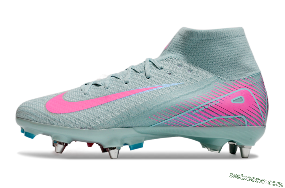 Nike Air Zoom Mercurial Superfly 10 Elite SG High-Tops Soccer Cleats - Jade/Pink 2