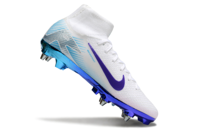 Nike Air Zoom Mercurial Superfly 10 Elite SG High-Tops Soccer Cleats - White/Purple/Jade