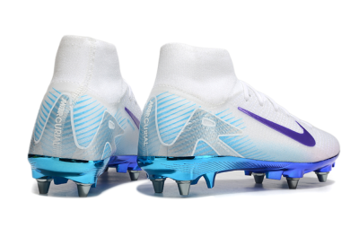 Nike Air Zoom Mercurial Superfly 10 Elite SG High-Tops Soccer Cleats - White/Purple/Jade