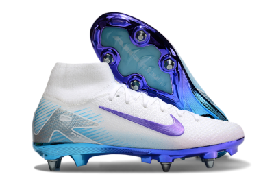 Nike Air Zoom Mercurial Superfly 10 Elite SG High-Tops Soccer Cleats - White/Purple/Jade