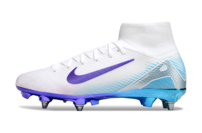 Nike Air Zoom Mercurial Superfly 10 Elite SG High-Tops Soccer Cleats - White/Purple/Jade