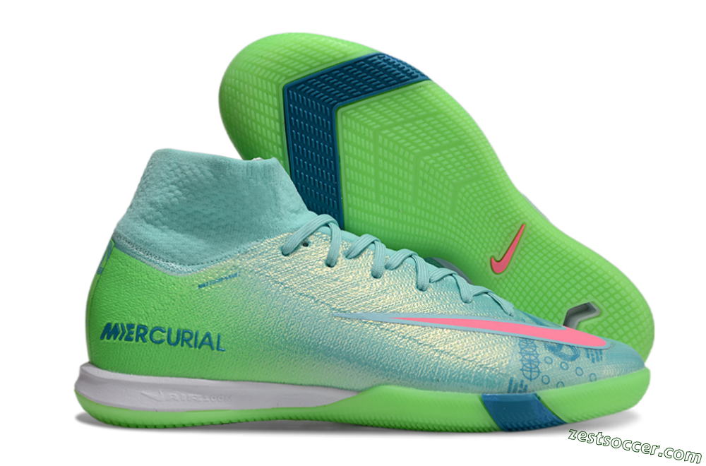 Nike Air Zoom Mercurial Superfly 10 Elite IC High-Tops Soccer Shoes - Jade/Pink/Yellow 0