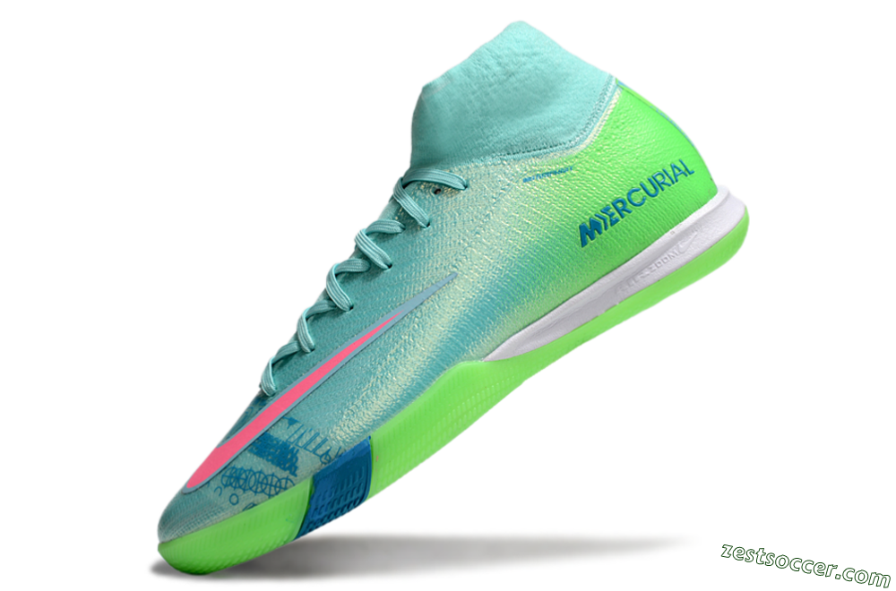 Nike Air Zoom Mercurial Superfly 10 Elite IC High-Tops Soccer Shoes - Jade/Pink/Yellow 5