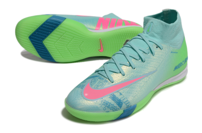 Nike Air Zoom Mercurial Superfly 10 Elite IC High-Tops Soccer Shoes - Jade/Pink/Yellow