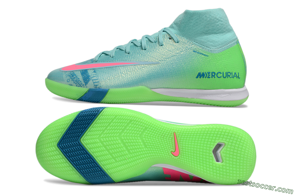 Nike Air Zoom Mercurial Superfly 10 Elite IC High-Tops Soccer Shoes - Jade/Pink/Yellow 1