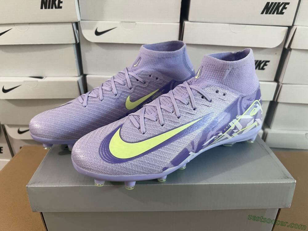 Nike Air Zoom Mercurial Superfly 10 Elite AG High-Tops Soccer Cleats - Purple/Yellow/Blue