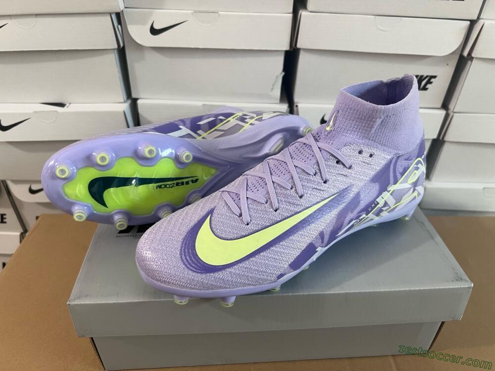 Nike Air Zoom Mercurial Superfly 10 Elite AG High-Tops Soccer Cleats - Purple/Yellow/Blue