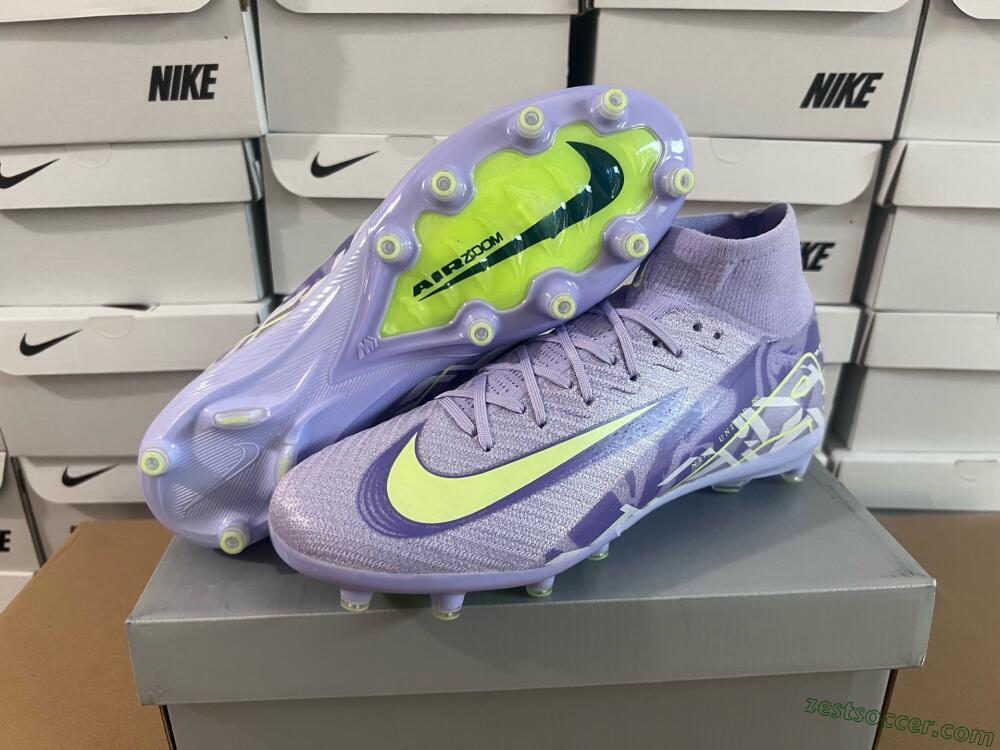 Nike Air Zoom Mercurial Superfly 10 Elite AG High-Tops Soccer Cleats - Purple/Yellow/Blue