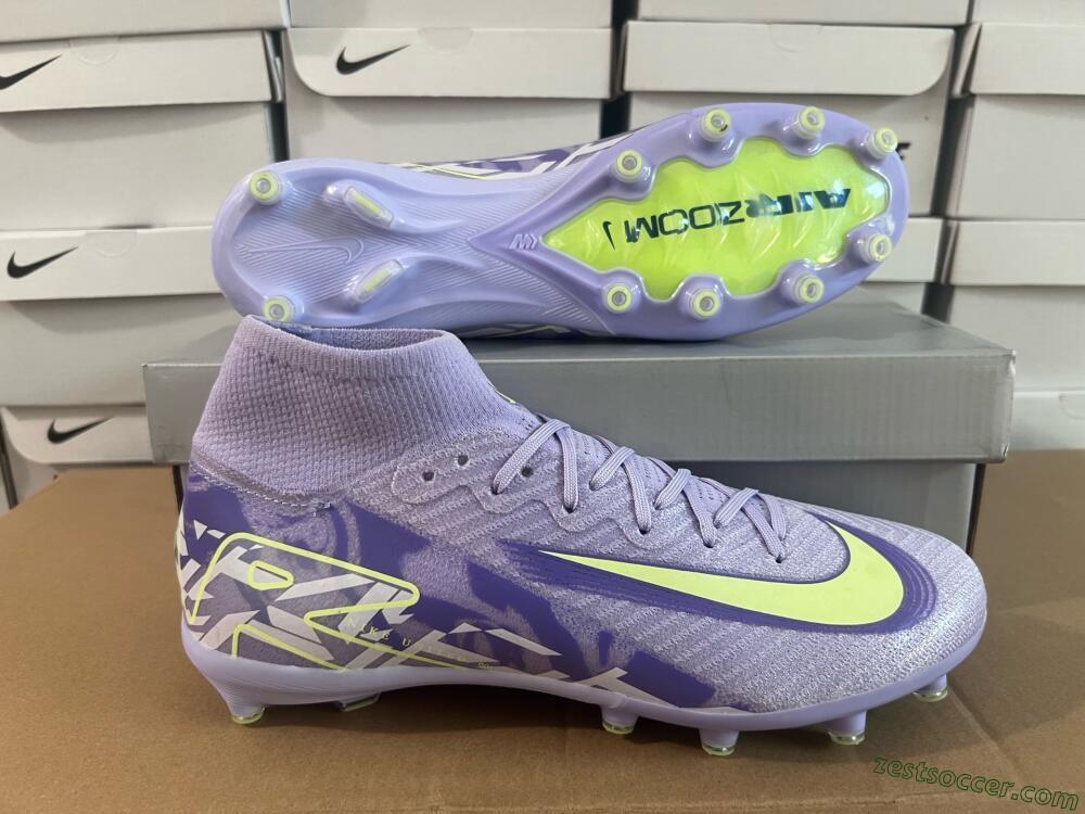 Nike Air Zoom Mercurial Superfly 10 Elite AG High-Tops Soccer Cleats - Purple/Yellow/Blue