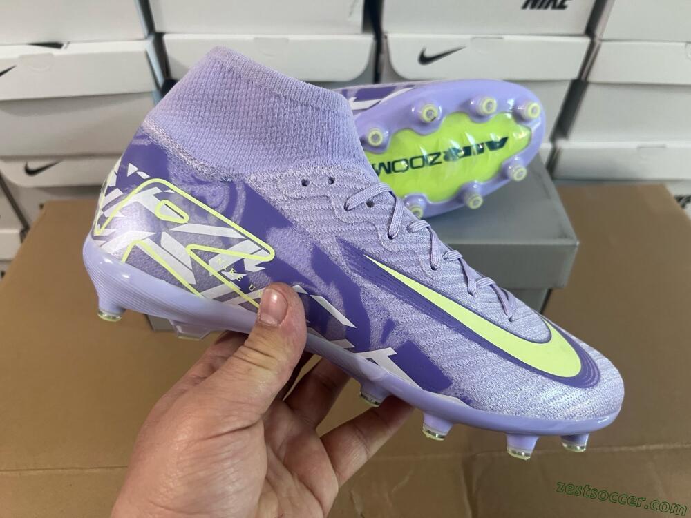 Nike Air Zoom Mercurial Superfly 10 Elite AG High-Tops Soccer Cleats - Purple/Yellow/Blue