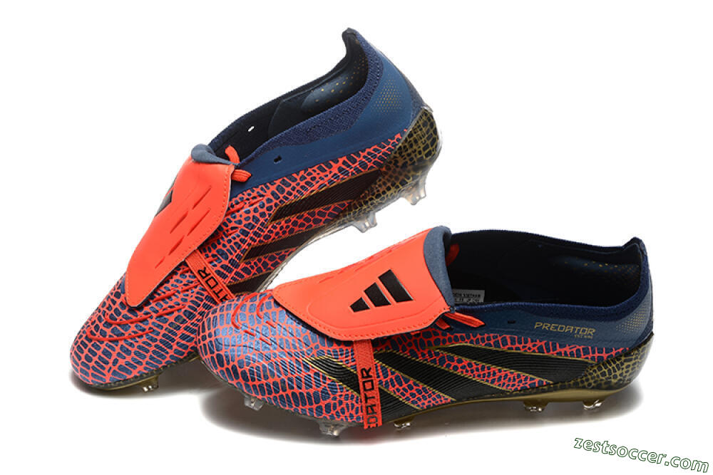Adidas Predator Elite 25 Foldover Tongue FG Low-Tops Soccer Cleats - Red/Blue/Gold 6