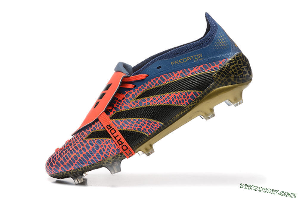 Adidas Predator Elite 25 Foldover Tongue FG Low-Tops Soccer Cleats - Red/Blue/Gold 8
