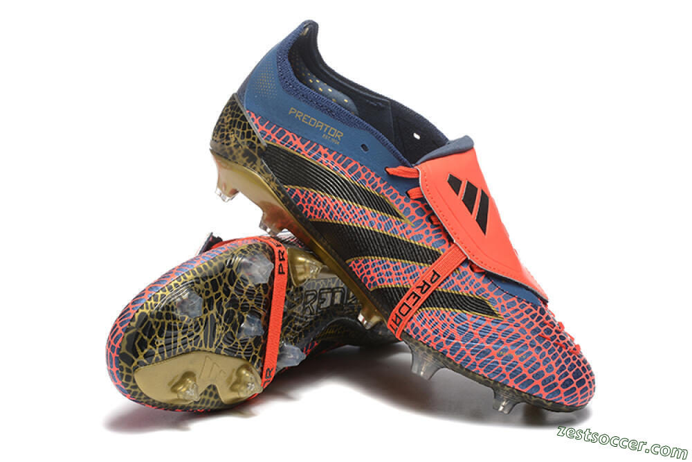 Adidas Predator Elite 25 Foldover Tongue FG Low-Tops Soccer Cleats - Red/Blue/Gold 4