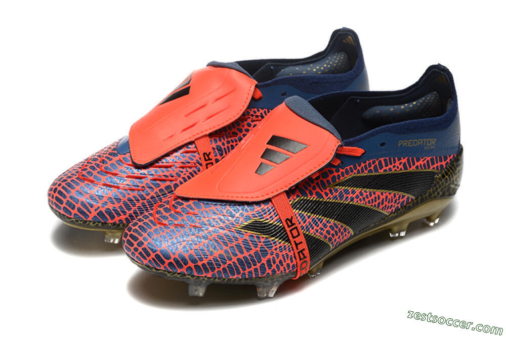 Adidas Predator Elite 25 Foldover Tongue FG Low-Tops Soccer Cleats - Red/Blue/Gold 5