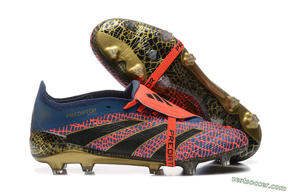 Adidas Predator Elite 25 Foldover Tongue FG Low-Tops Soccer Cleats - Red/Blue/Gold 0