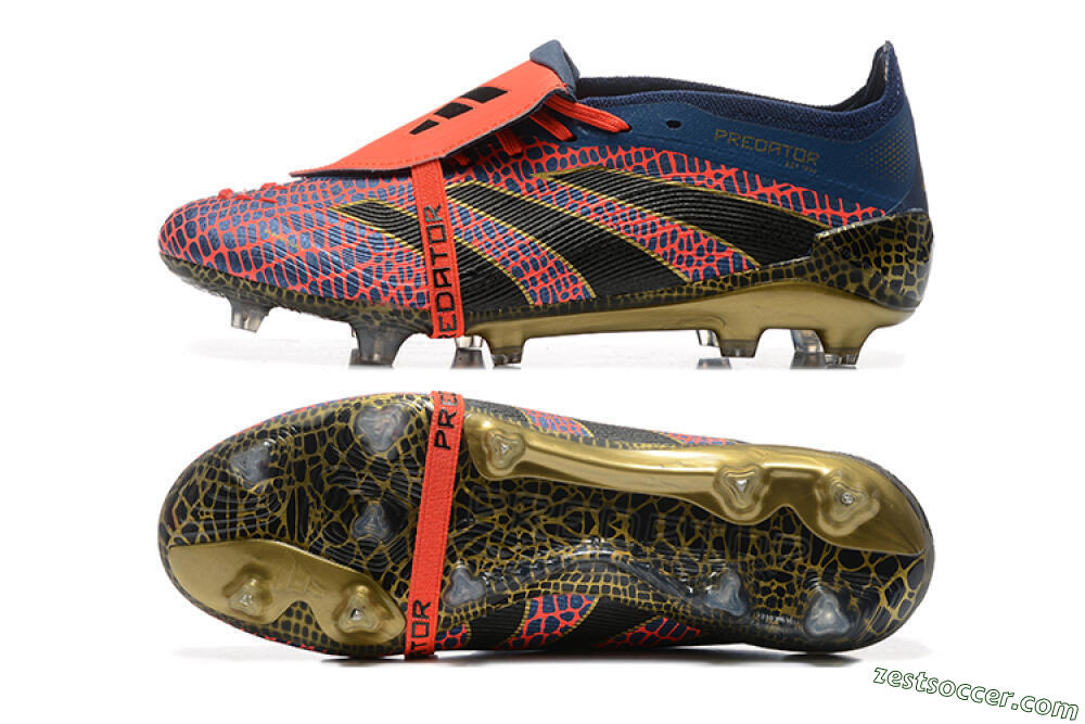 Adidas Predator Elite 25 Foldover Tongue FG Low-Tops Soccer Cleats - Red/Blue/Gold 1
