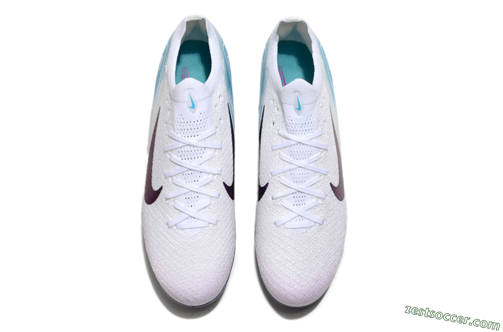 Nike Air Zoom Mercurial Vapor 16 Elite SG Low-Tops Soccer Cleats - White/Purple/Jade 4