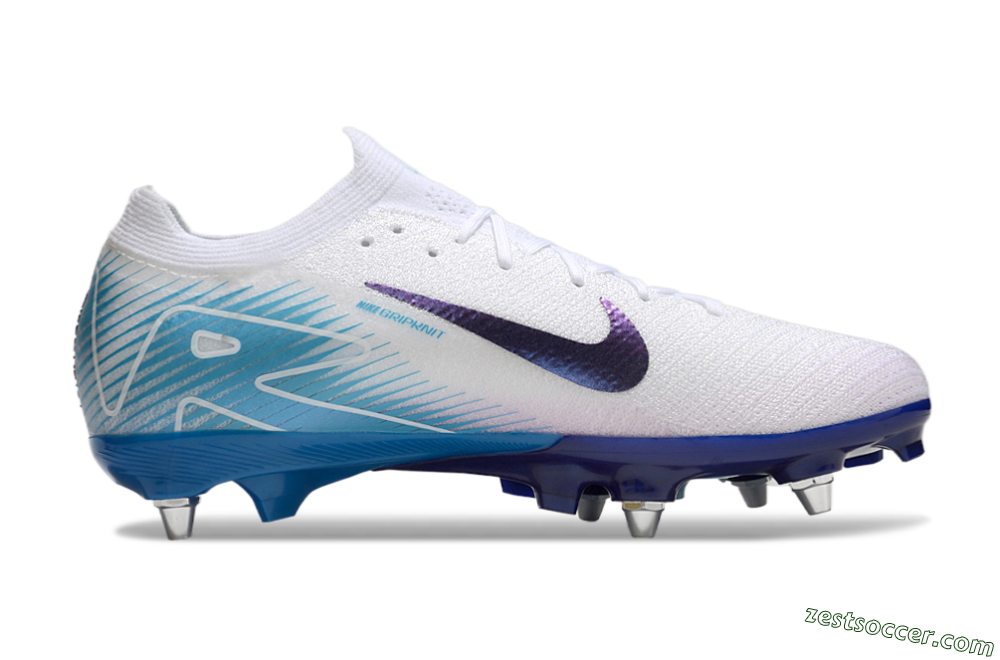 Nike Air Zoom Mercurial Vapor 16 Elite SG Low-Tops Soccer Cleats - White/Purple/Jade 7