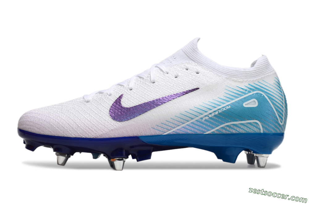 Nike Air Zoom Mercurial Vapor 16 Elite SG Low-Tops Soccer Cleats - White/Purple/Jade 2