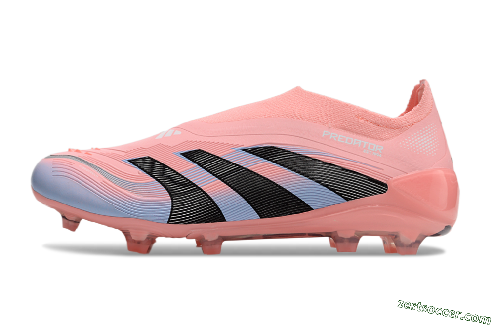 Adidas Predator Laceless Elite 25 FG Low-Tops Soccer Cleats - Pink/Blue/Black 2