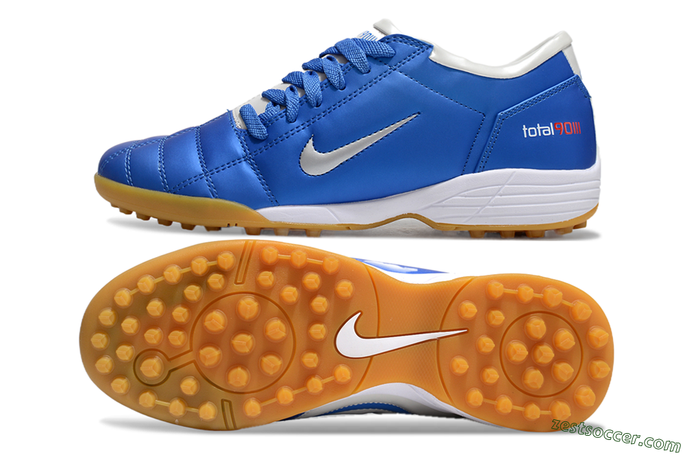 Nike Total 90 II TF Low-Tops Soccer Shoes - Blue/White/Brown 1