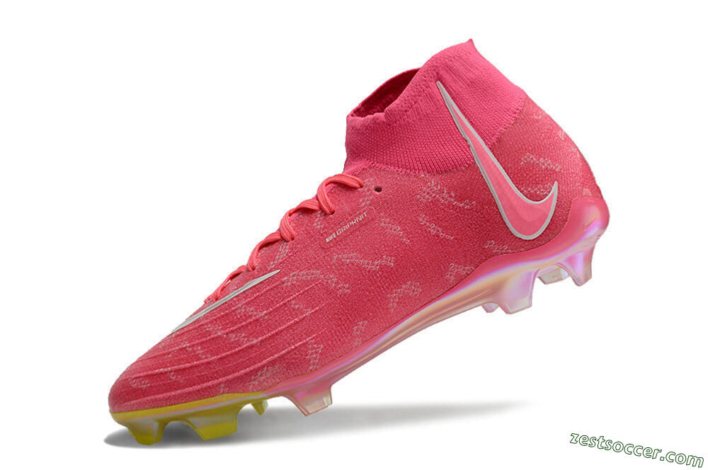 Nike Phantom Luna Elite FG High-Tops Soccer Cleats - Pink/White/Yellow 5