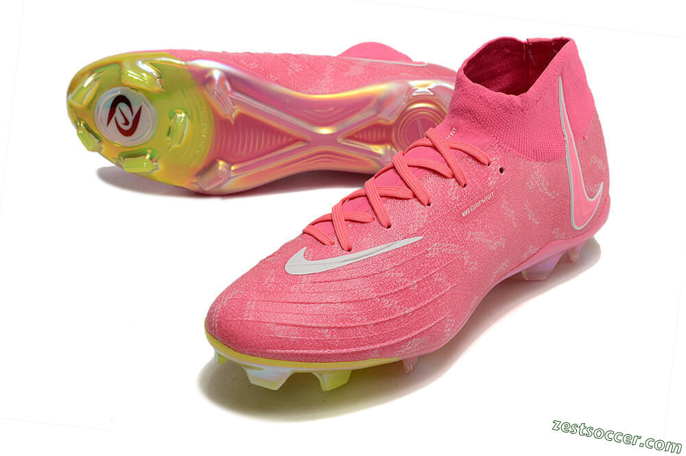 Nike Phantom Luna Elite FG High-Tops Soccer Cleats - Pink/White/Yellow 3