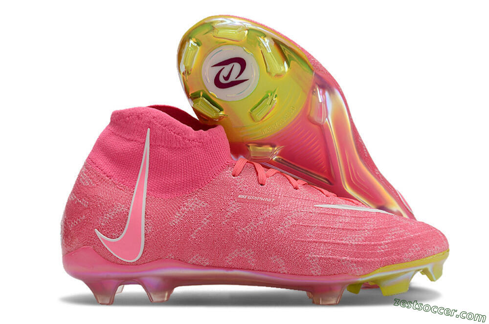 Nike Phantom Luna Elite FG High-Tops Soccer Cleats - Pink/White/Yellow 0