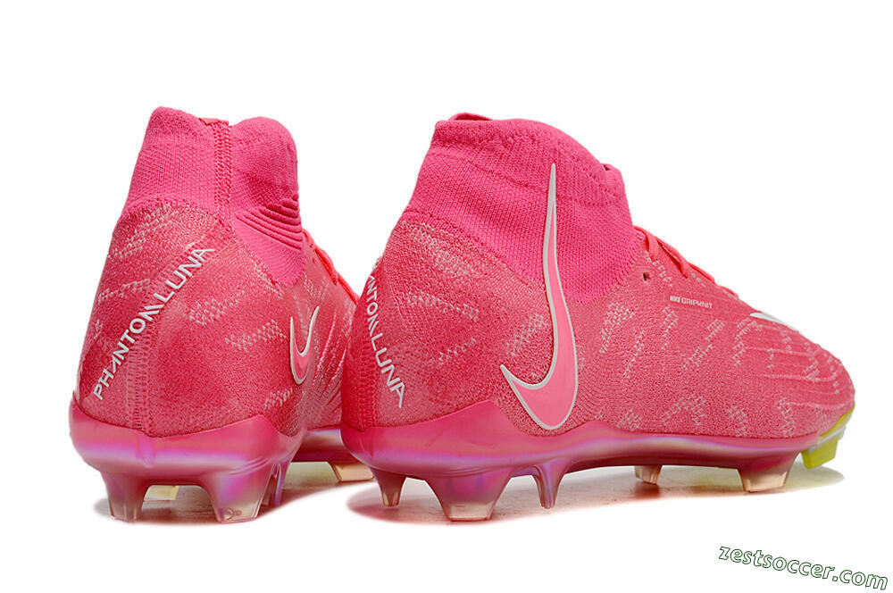 Nike Phantom Luna Elite FG High-Tops Soccer Cleats - Pink/White/Yellow 6