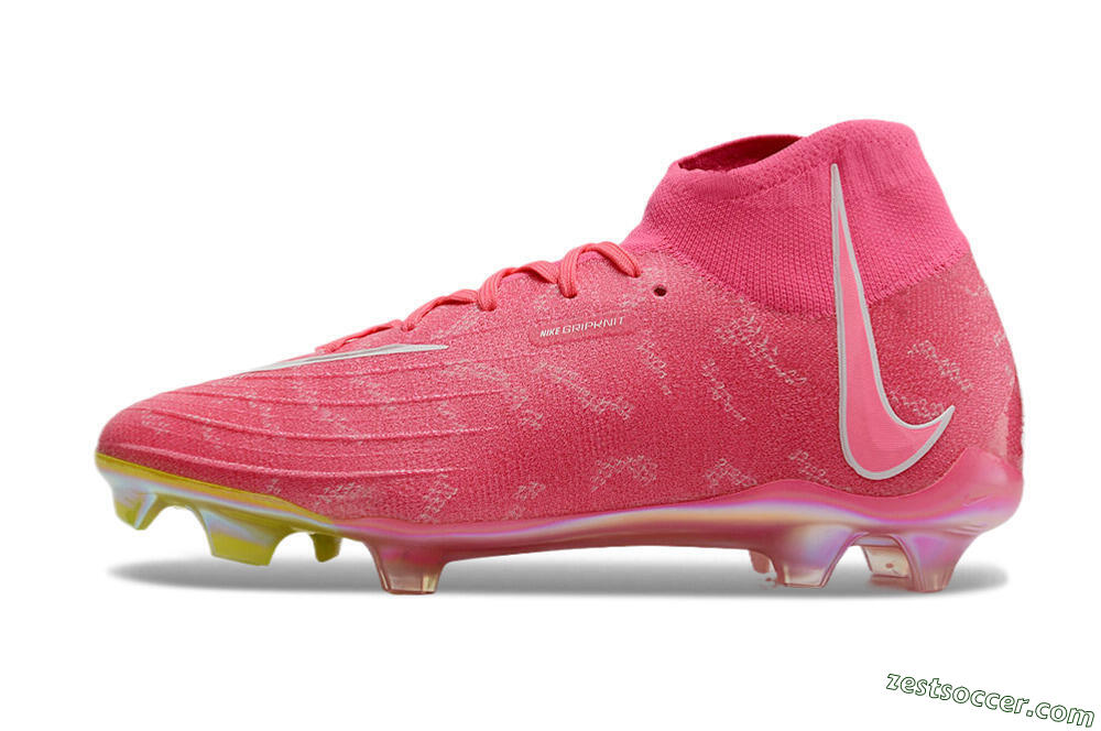 Nike Phantom Luna Elite FG High-Tops Soccer Cleats - Pink/White/Yellow 2