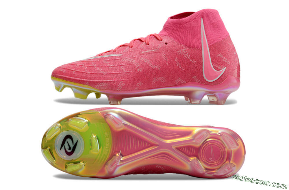 Nike Phantom Luna Elite FG High-Tops Soccer Cleats - Pink/White/Yellow 1