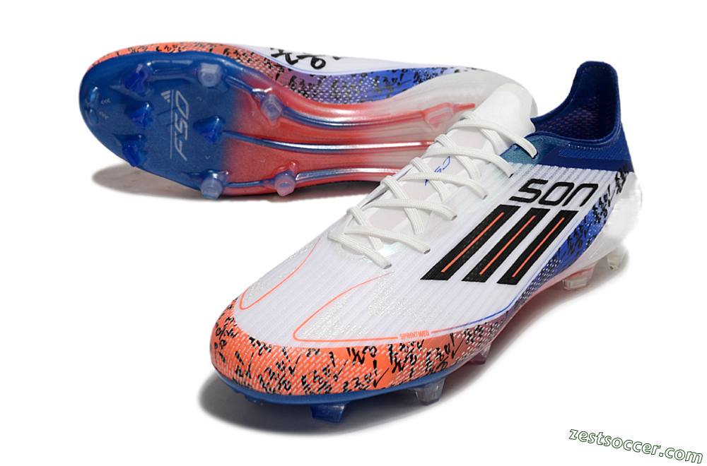 Adidas F50 Elite FG Low-Tops Soccer Cleats - White/Red/Blue 3