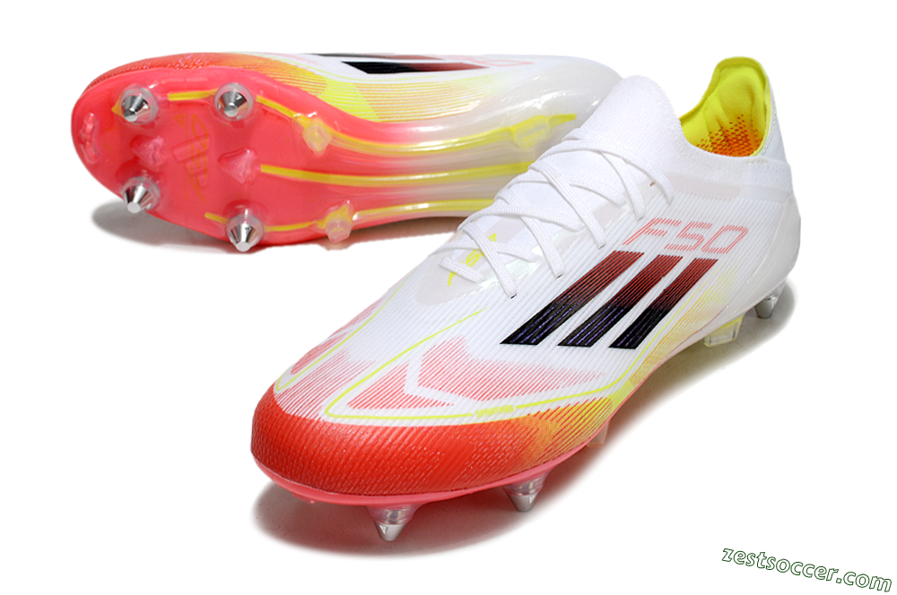 Adidas F50 Elite SG Low-Tops Soccer Cleats - White/Red/Yellow 3