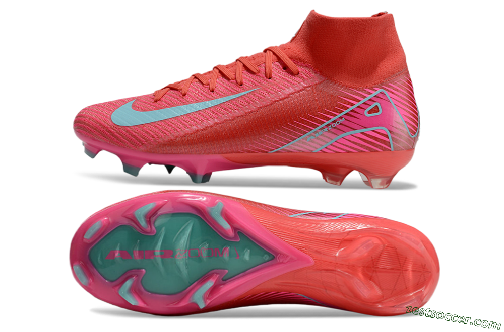 Nike Air Zoom Mercurial Superfly 10 Elite FG High-Tops Soccer Cleats - Red/Jade/White 1