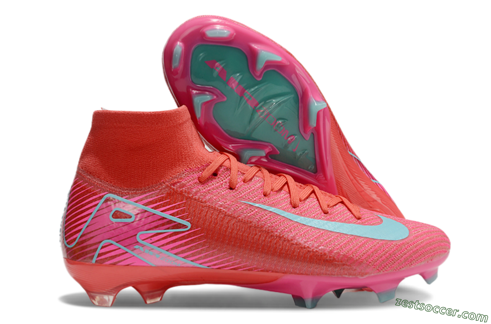 Nike Air Zoom Mercurial Superfly 10 Elite FG High-Tops Soccer Cleats - Red/Jade/White 0