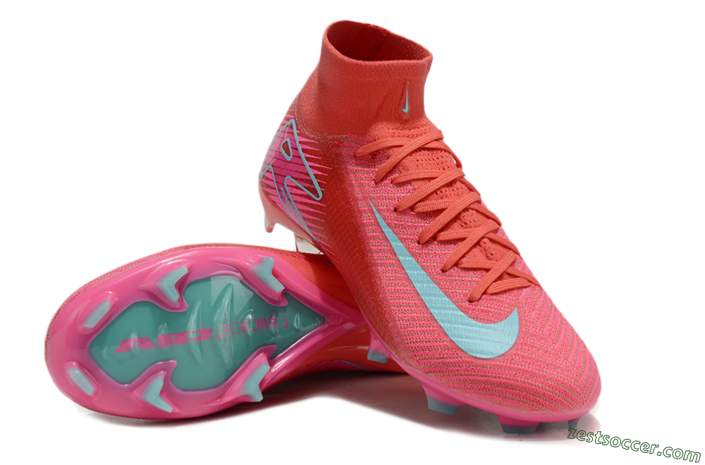 Nike Air Zoom Mercurial Superfly 10 Elite FG High-Tops Soccer Cleats - Red/Jade/White 4