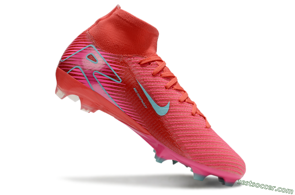 Nike Air Zoom Mercurial Superfly 10 Elite FG High-Tops Soccer Cleats - Red/Jade/White 5