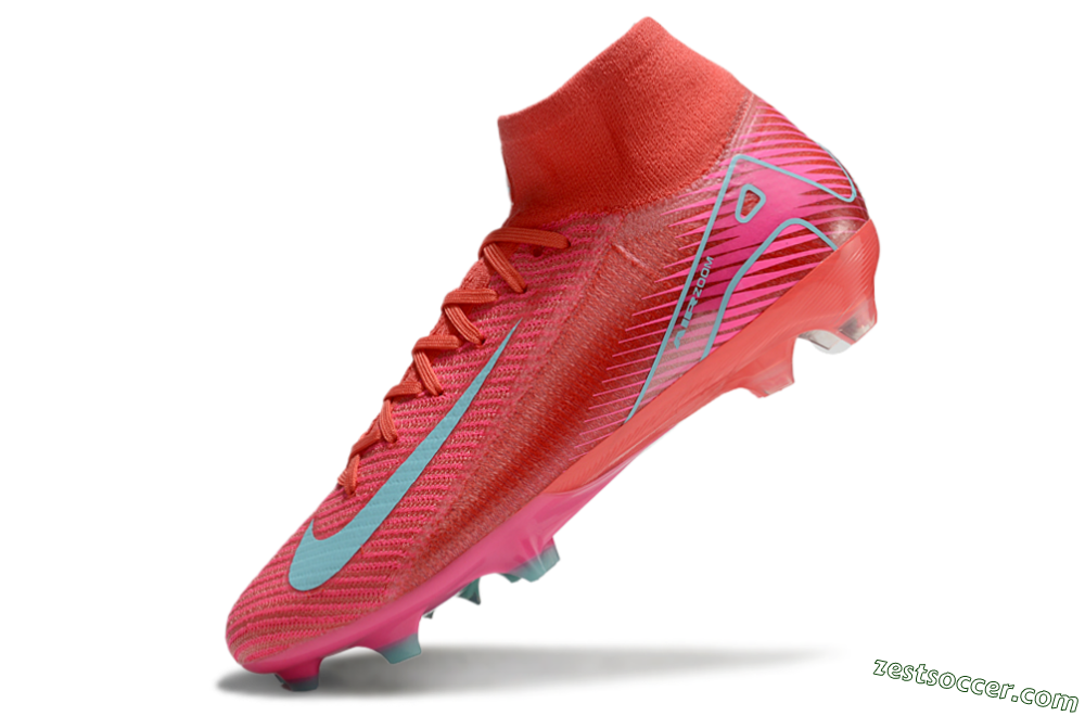 Nike Air Zoom Mercurial Superfly 10 Elite FG High-Tops Soccer Cleats - Red/Jade/White 6